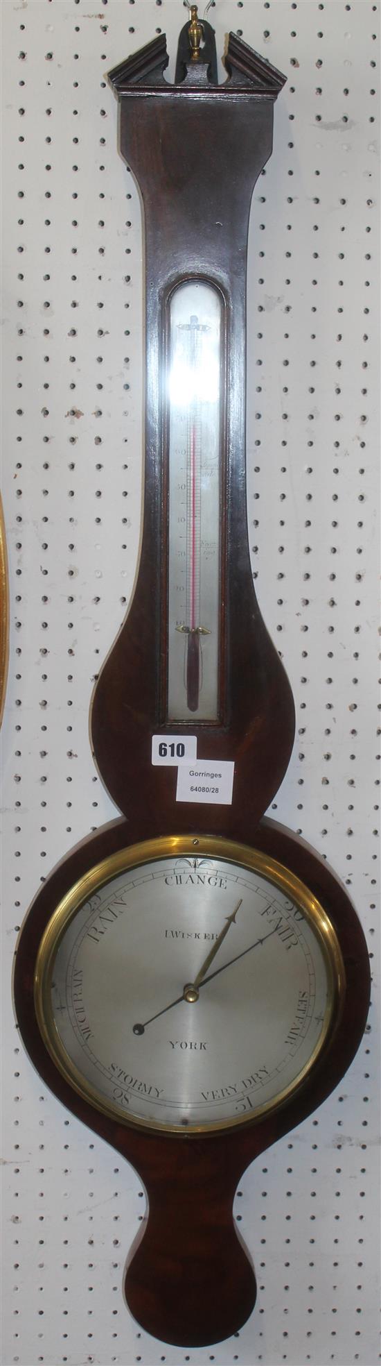 George III mahogany banjo barometer(-)